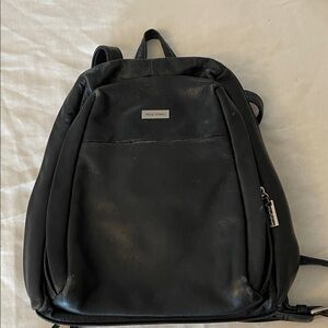 Mini Black Leather Backpack
